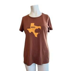 REI Coop Women's Medium The Lone Star State Texas T Shirt Short Sleeve Brown
